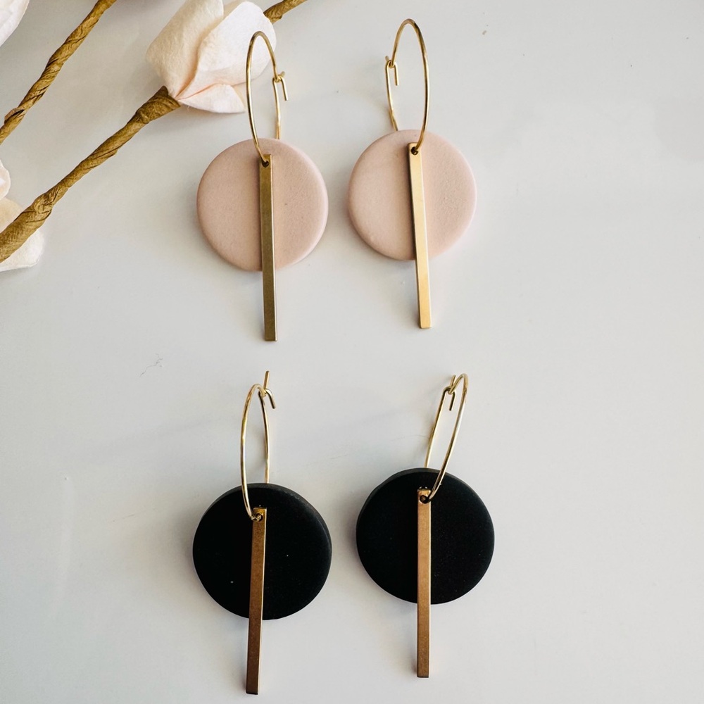 Polymer clay hoops earrings, surgical steel hoops. handmade, brand new